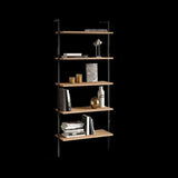 Black Stylish Wall Mounted Open Wood Etagere Bookshelf Image - 10