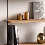 Black Stylish Wall Mounted Open Wood Etagere Bookshelf Image - 13