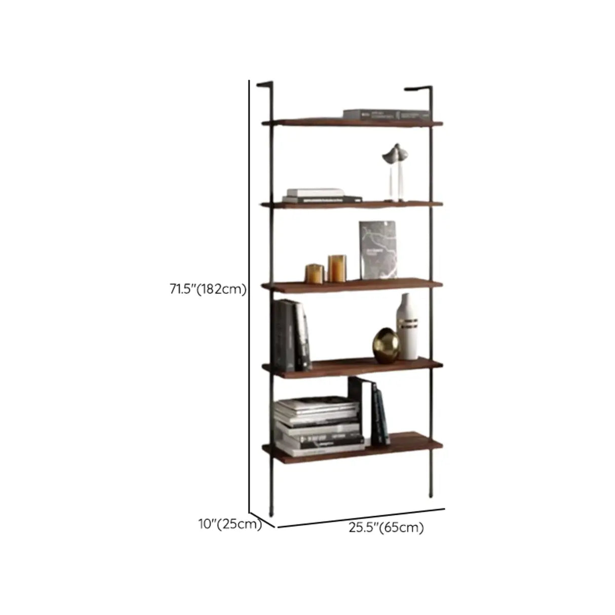 Black Stylish Wall Mounted Open Wood Etagere Bookshelf Image - 15