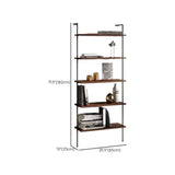 Black Stylish Wall Mounted Open Wood Etagere Bookshelf Image - 15