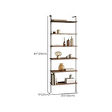 Black Stylish Wall Mounted Open Wood Etagere Bookshelf Image - 16