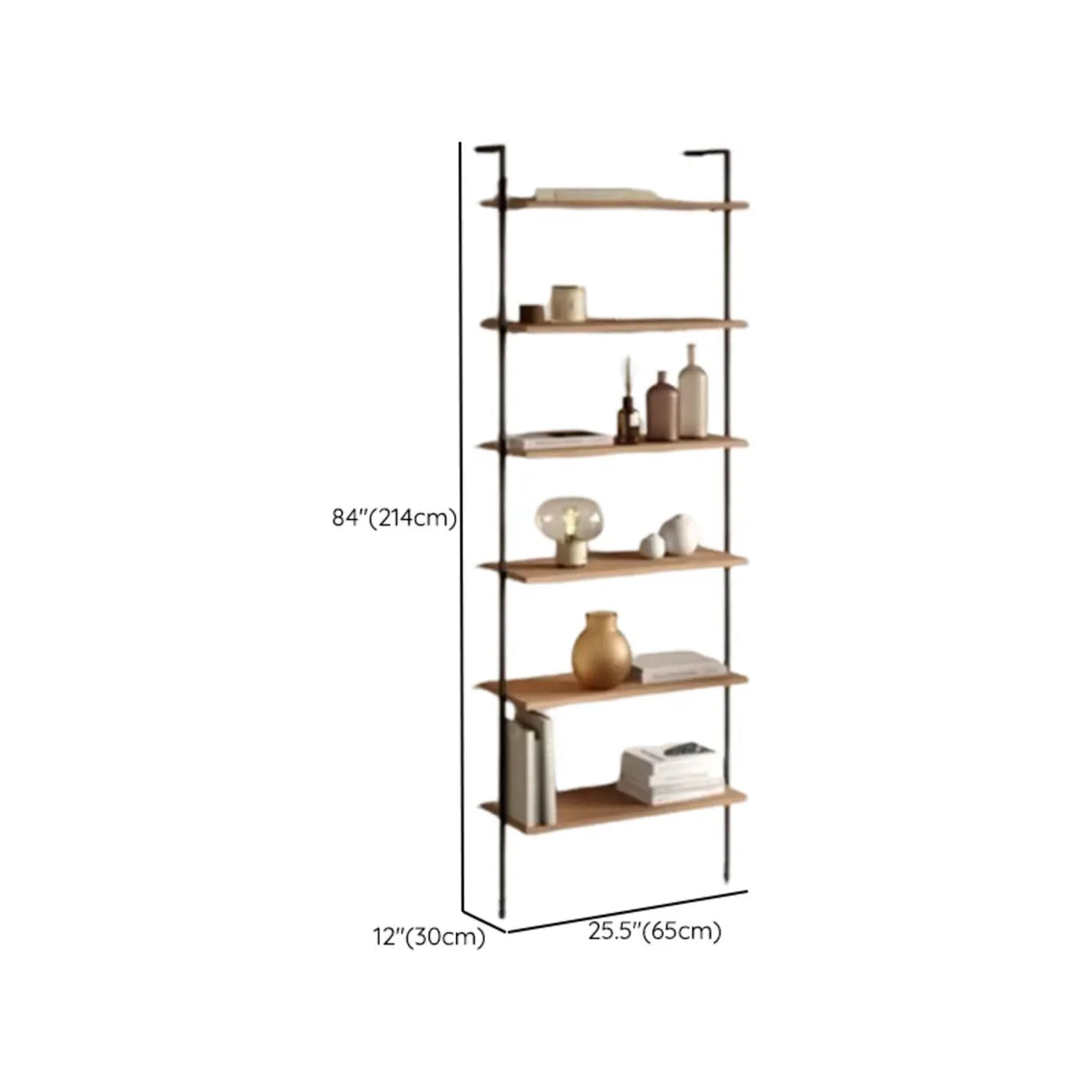 Black Stylish Wall Mounted Open Wood Etagere Bookshelf Image - 17