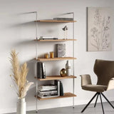 Black Stylish Wall Mounted Open Wood Etagere Bookshelf Image - 2