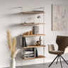 Black Stylish Wall Mounted Open Wood Etagere Bookshelf Image - 2