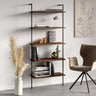 Black Stylish Wall Mounted Open Wood Etagere Bookshelf Image - 3