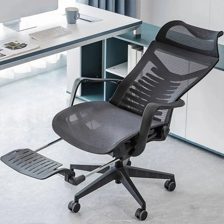 Black Swivel Mesh Reclining Ergonomic Office Chair Image - 1