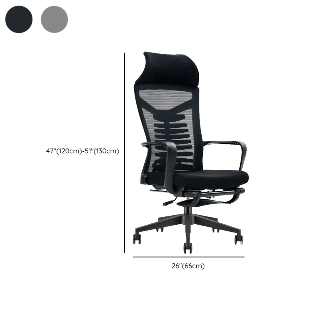 Black Swivel Mesh Reclining Ergonomic Office Chair 