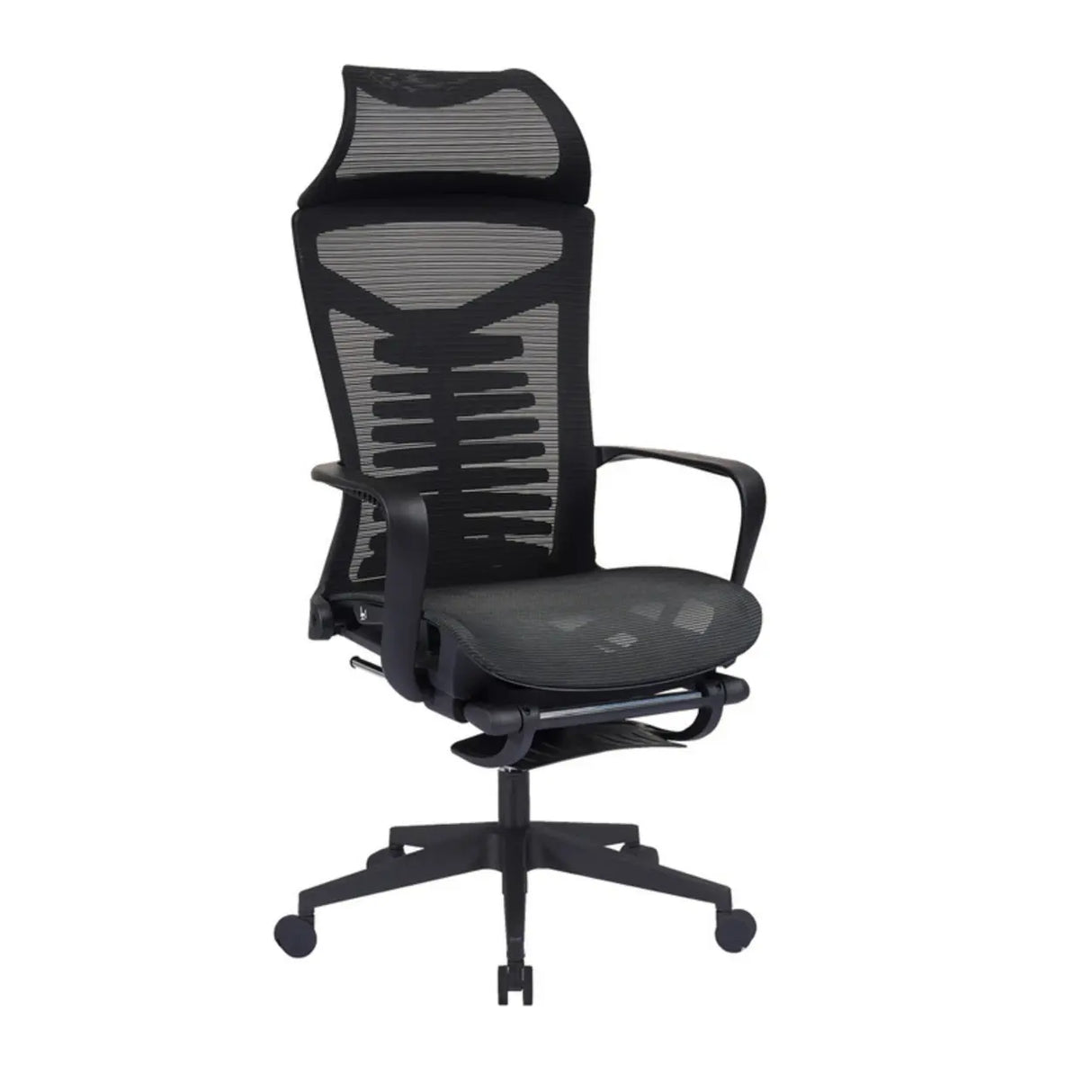 Black Swivel Mesh Reclining Ergonomic Office Chair Image - 5