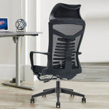 Black Swivel Mesh Reclining Ergonomic Office Chair Image - 6