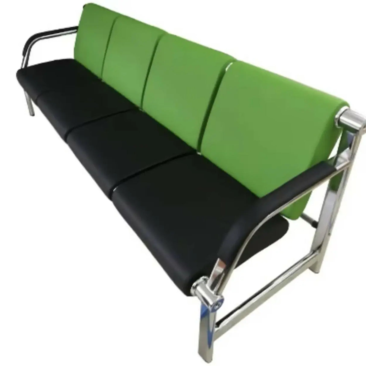 Black Tear Resistant Faux Leather Four Seater Sofa Image - 16