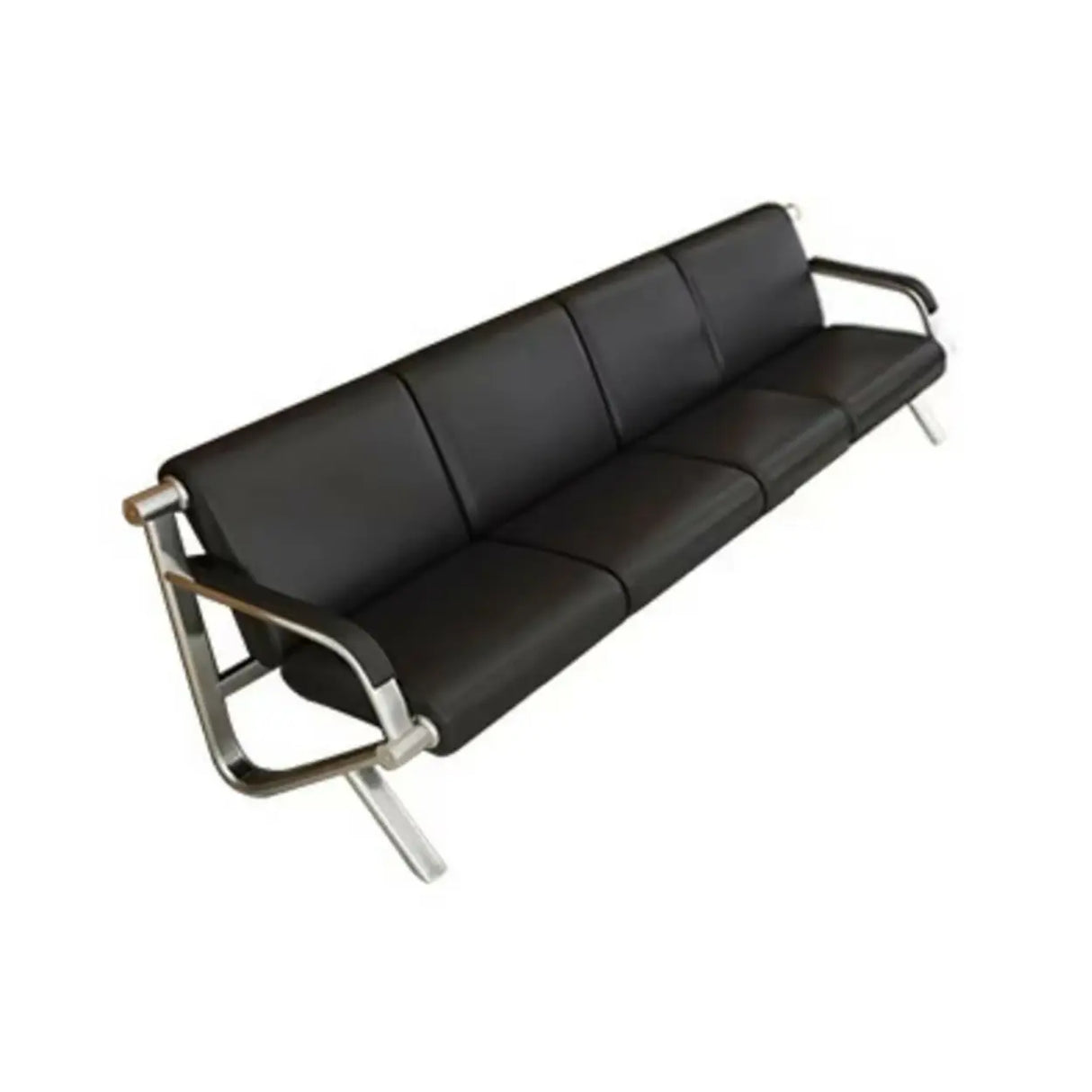 Black Tear Resistant Faux Leather Four Seater Sofa Image - 18