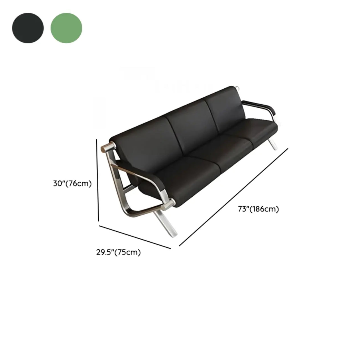 Black Tear Resistant Faux Leather Four Seater Sofa Image - 23