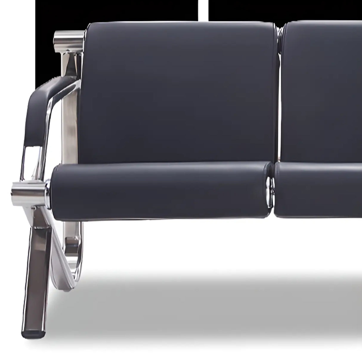 Black Tear Resistant Faux Leather Four Seater Sofa Image - 4