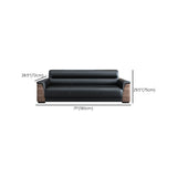 Black Tear Resistant Faux Leather Sewn Pillow Back Sofa Image - 11