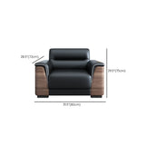 Black Tear Resistant Faux Leather Sewn Pillow Back Sofa #size