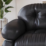 Black Tear Resistant Full Grain Cow Leather Sofa Image - 8