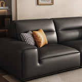 Black Tear Resistant Genuine Leather Foam Fill Sofa Image - 9