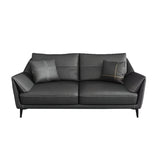 Black Tear Resistant Leather Foam Sofa with Pillow Image - 12