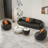 Black Tear Resistant Leather Pillow Back Foam Fill Sofa Image - 1