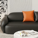Black Tear Resistant Leather Pillow Back Foam Fill Sofa Image - 10