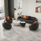 Black Tear Resistant Leather Pillow Back Foam Fill Sofa Image - 11