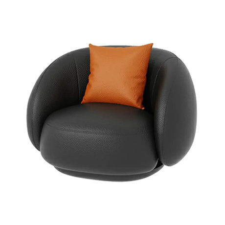 Black Tear Resistant Leather Pillow Back Foam Fill Sofa Image - 2