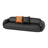 Black Tear Resistant Leather Pillow Back Foam Fill Sofa Image - 3
