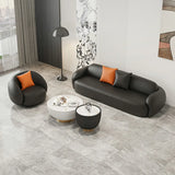 Black Tear Resistant Leather Pillow Back Foam Fill Sofa Image - 5