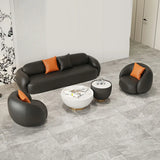 Black Tear Resistant Leather Pillow Back Foam Fill Sofa Image - 6