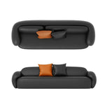 Black Tear Resistant Leather Pillow Back Foam Fill Sofa Image - 7