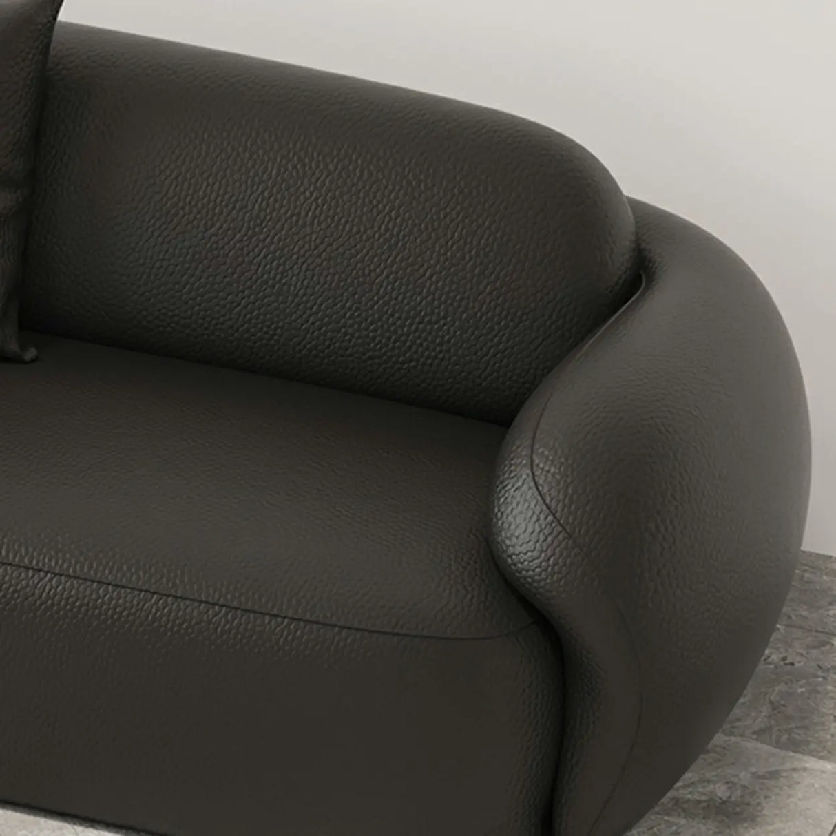 Black Tear Resistant Leather Pillow Back Foam Fill Sofa Image - 9