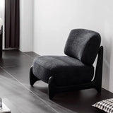 Black Textured Sherpa Removable Cushions Slipper Chair Image - 1