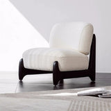 Black Textured Sherpa Removable Cushions Slipper Chair Image - 2
