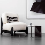 Black Textured Sherpa Removable Cushions Slipper Chair Image - 4