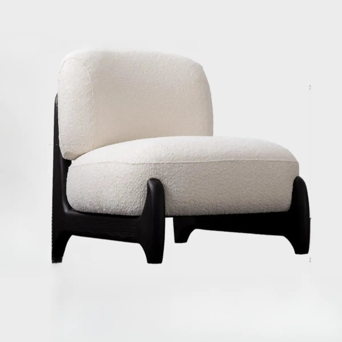 Black Textured Sherpa Removable Cushions Slipper Chair Image - 5