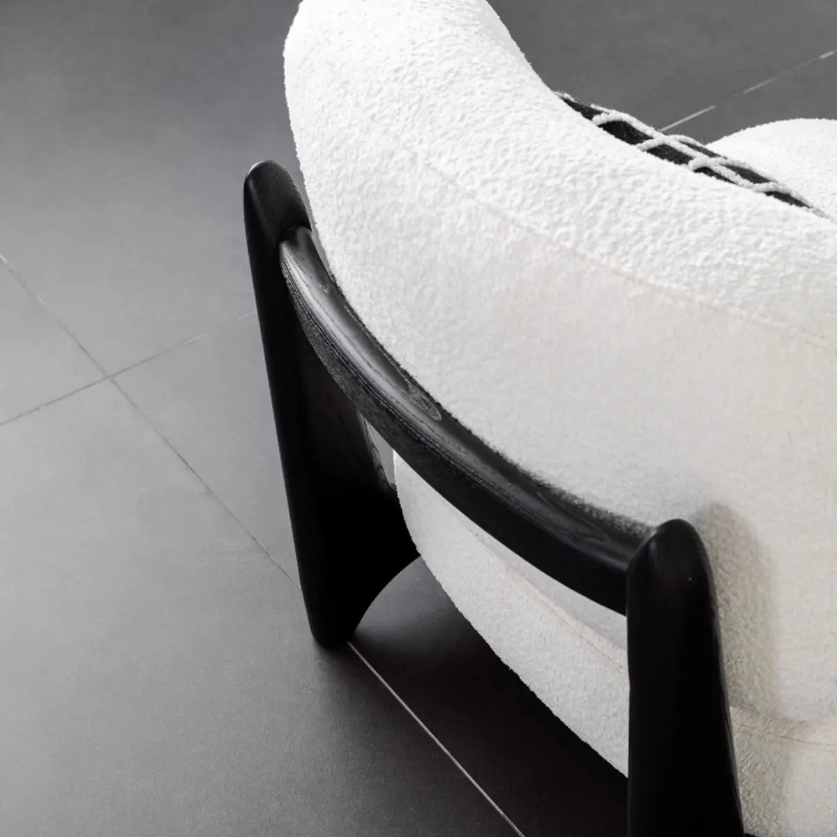 Black Textured Sherpa Removable Cushions Slipper Chair Image - 6