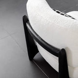 Black Textured Sherpa Removable Cushions Slipper Chair Image - 6