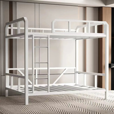 Black Twin Bunk Alloy Bed with Stair and Guardrail Image - 2