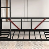 Black Twin Bunk Alloy Bed with Stair and Guardrail Image - 5