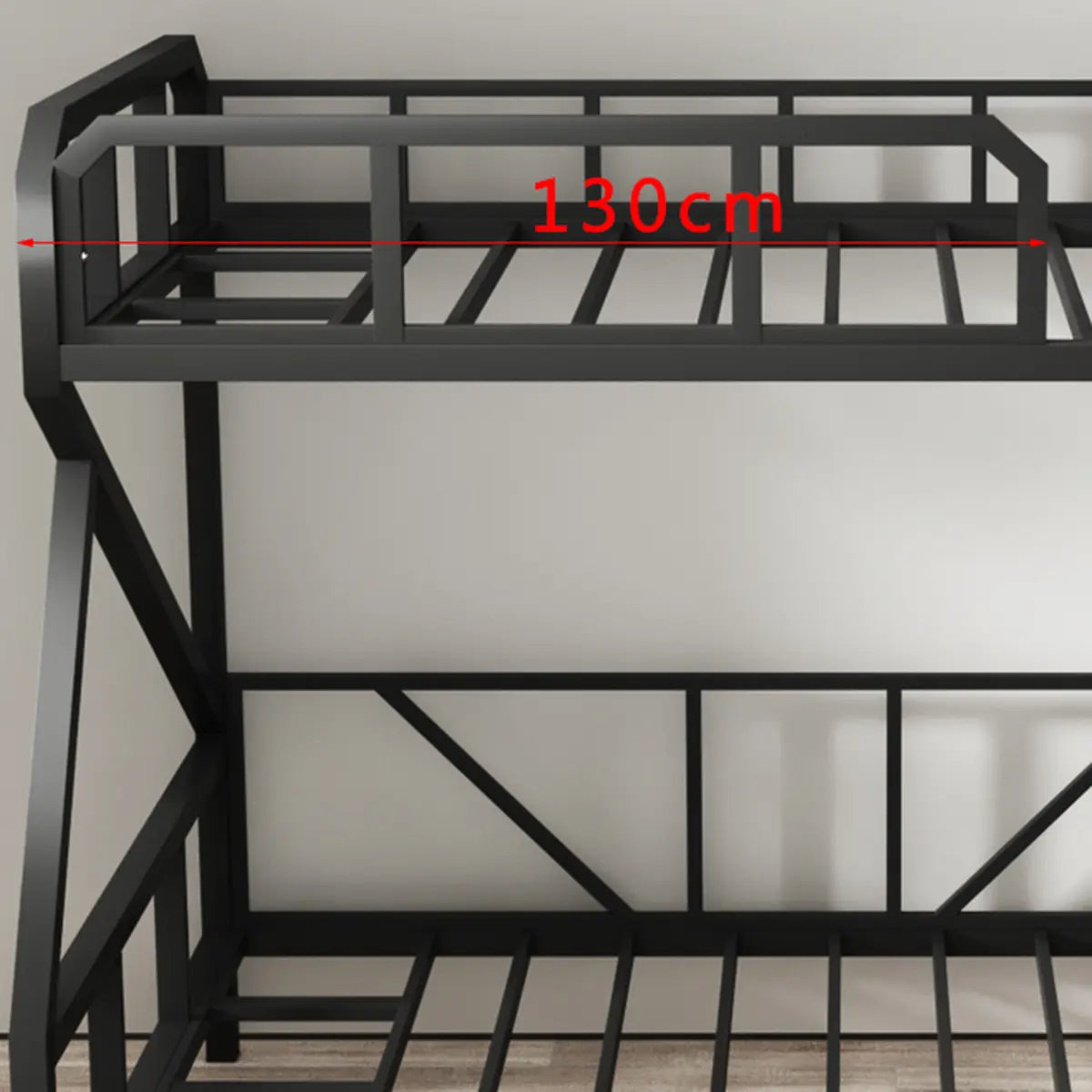 Black Twin Bunk Metal Safety Bed with Guardrail and Stairs Image - 10
