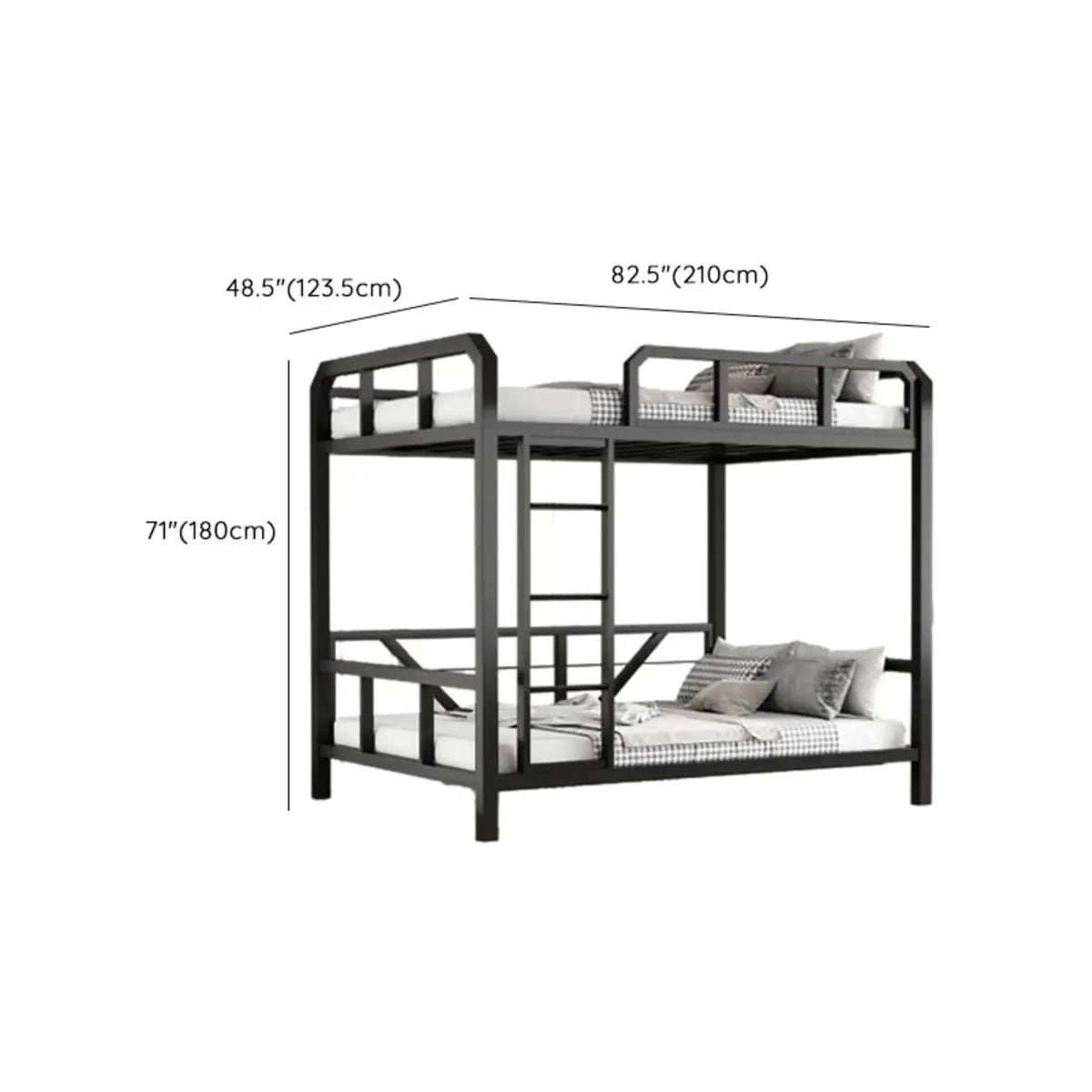 Black Twin Bunk Metal Safety Bed with Guardrail and Stairs 