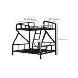 Black Twin Bunk Metal Safety Bed with Guardrail and Stairs Image - 12