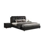 Black Upholstered Leather Storge Included Bed with Headboard Image - 12