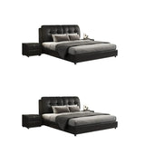 Black Upholstered Leather Storge Included Bed with Headboard Image - 13