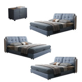 Black Upholstered Leather Storge Included Bed with Headboard Image - 4