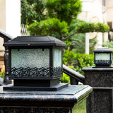 Black Vintage Cube Frosted Glass Outdoor Table Lamp Image - 1