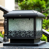 Black Vintage Cube Frosted Glass Outdoor Table Lamp Image - 11