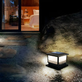 Black Vintage Cube Frosted Glass Outdoor Table Lamp Image - 12
