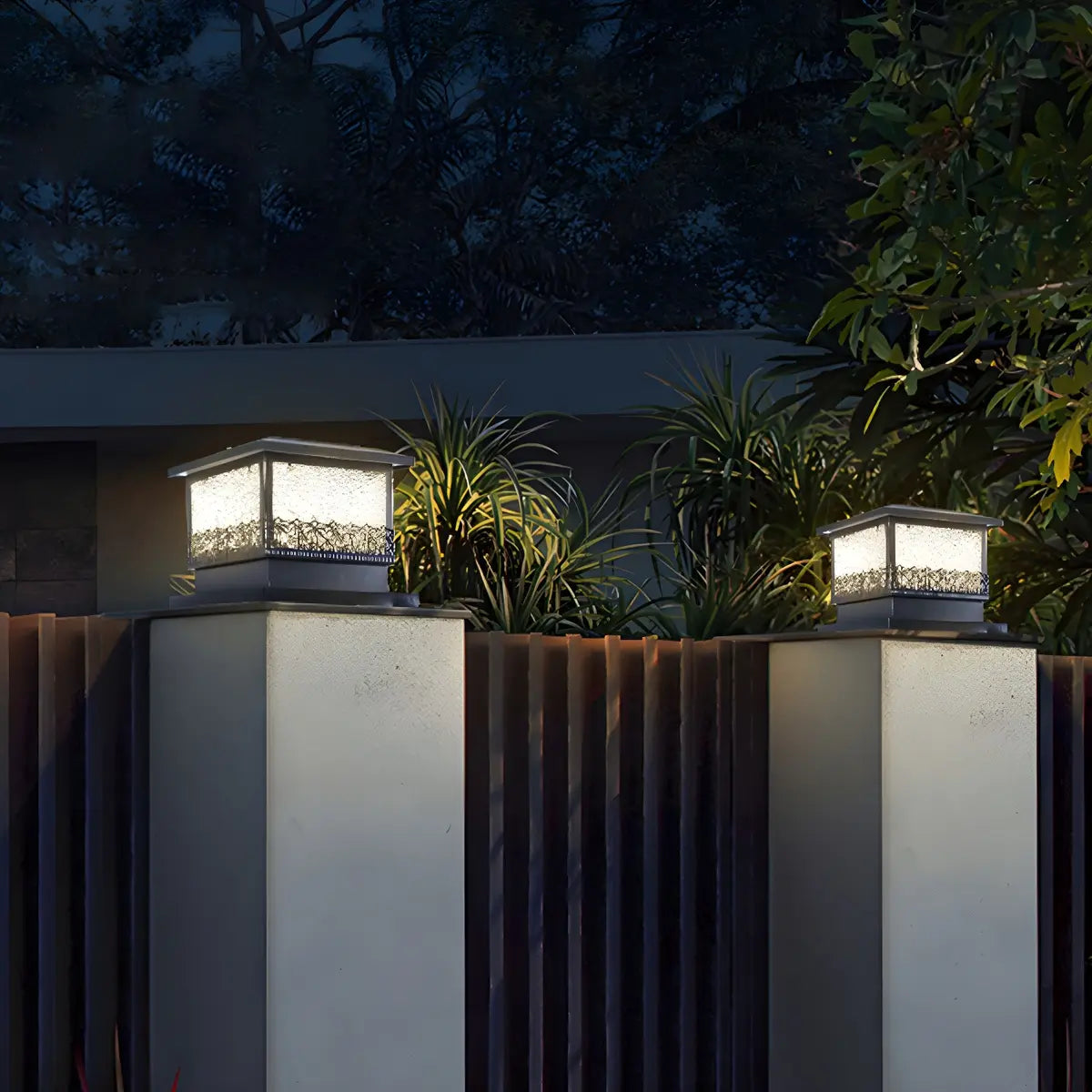 Black Vintage Cube Frosted Glass Outdoor Table Lamp Image - 3
