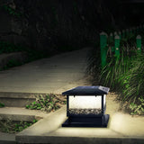 Black Vintage Cube Frosted Glass Outdoor Table Lamp Image - 4